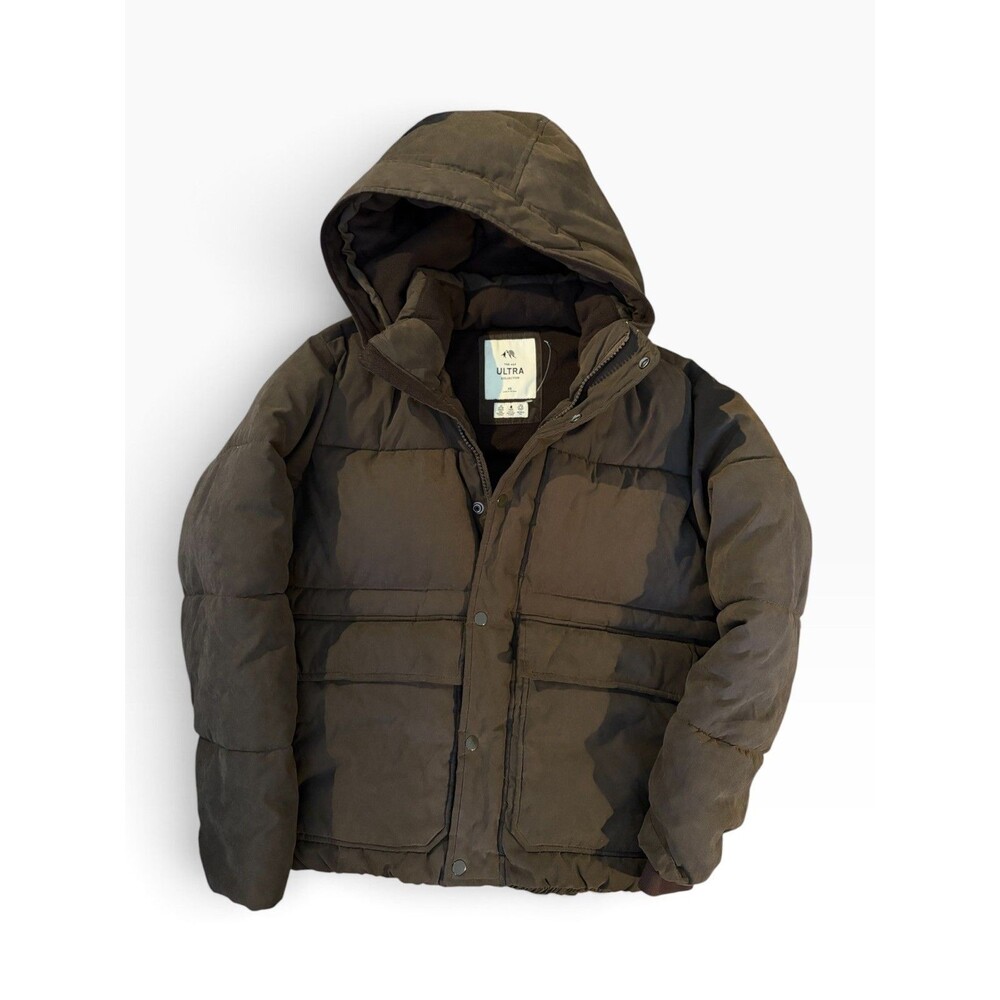 ABERCROMBIE & FITCH HOODED ULTRA UTILITY PUFFER JACKET BROWN MENS SIZE XS